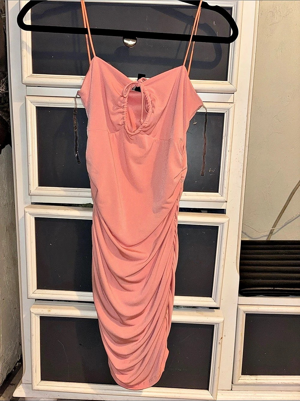 Pink Ruched Midi Dress Like New